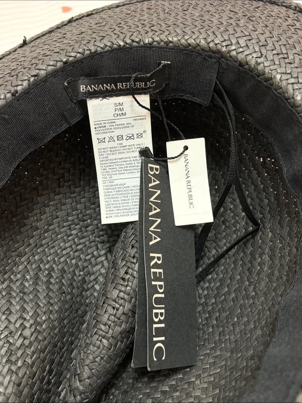 Banana Republic Charcoal Gray Straw Fedora Panama Sun Hat